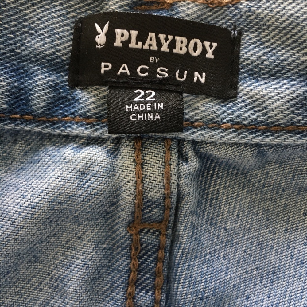Playboy By Pacsun Jeans Womens 22(xxs) Blue Boyfriend High Rise Distressed - Picture 9 of 11